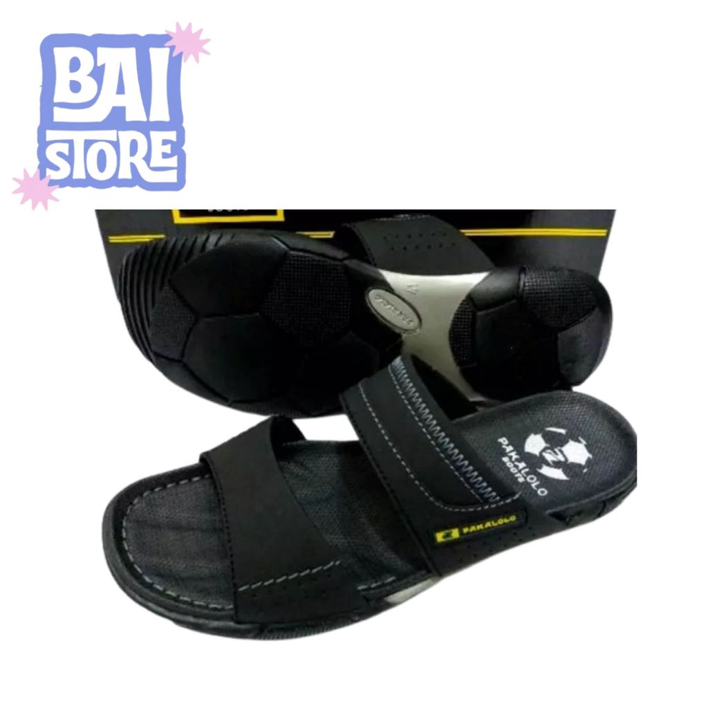 Sandal Kulit Pria Pakalolo MOel Selop Hitam - Desain Stylish, Nyaman Dipakai, Tersedia Berbagai Ukur
