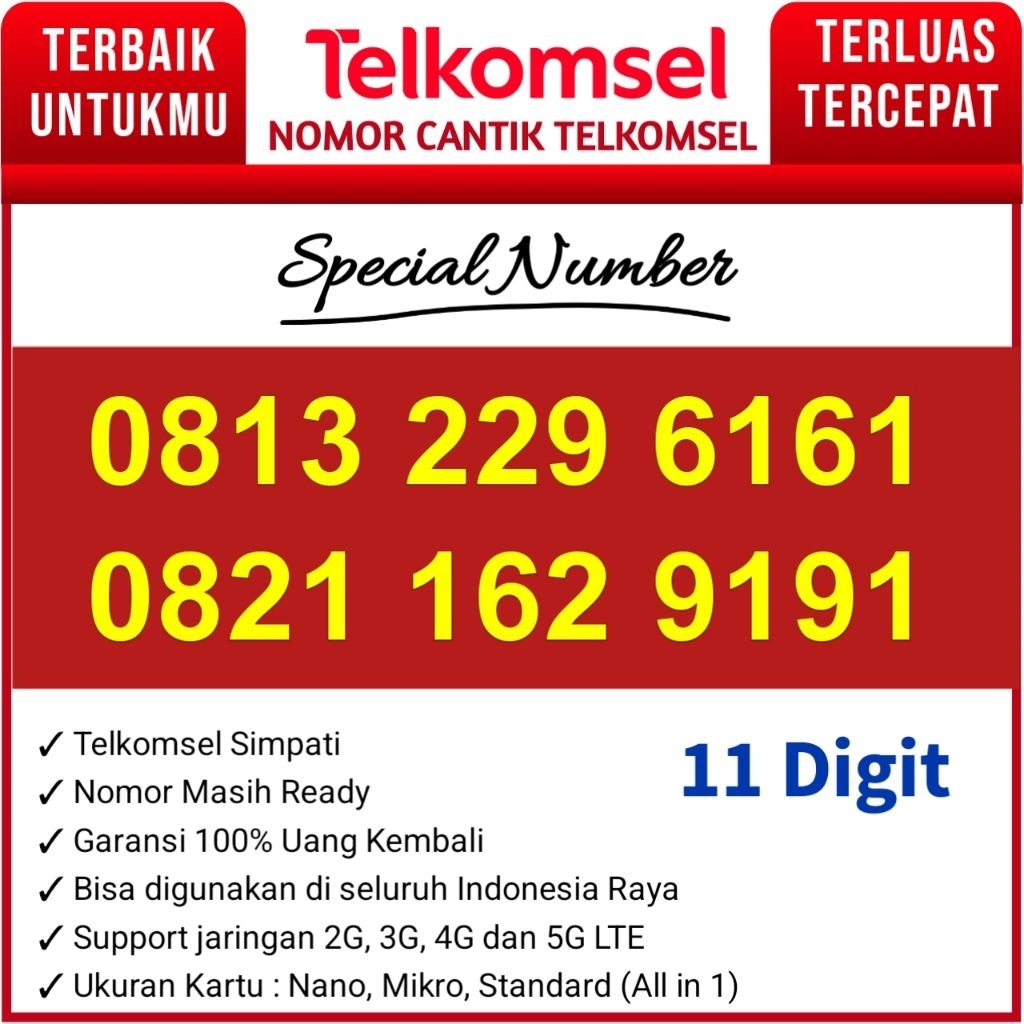 Kartu Perdana Nomor Cantik Telkomsel 11 Digit 6161 9191
