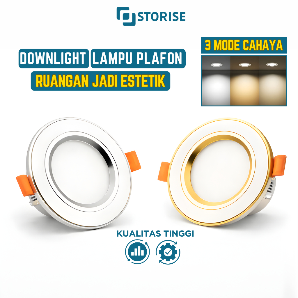 Lampu Downlight Plafon 3 Warna LED Panel 5 Watt Slim Inbow Bulat Hiasan Rumah Garansi