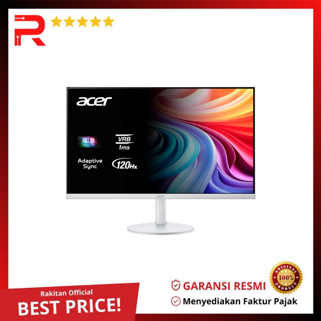 Monitor ACER 24 Inch SA243Y G0 White 120Hz 1ms 1080P FHD Ultra-Thin IPS Display
