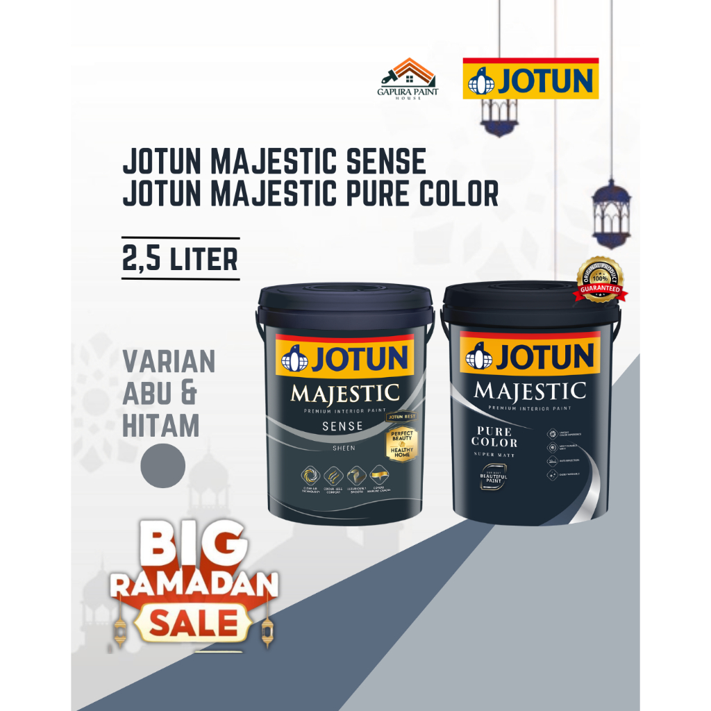 Cat Tembok Jotun Majestic Sense Jotun Majestic Pure Color  2.5 Liter - Abu dan Hitam | Cat Jotun