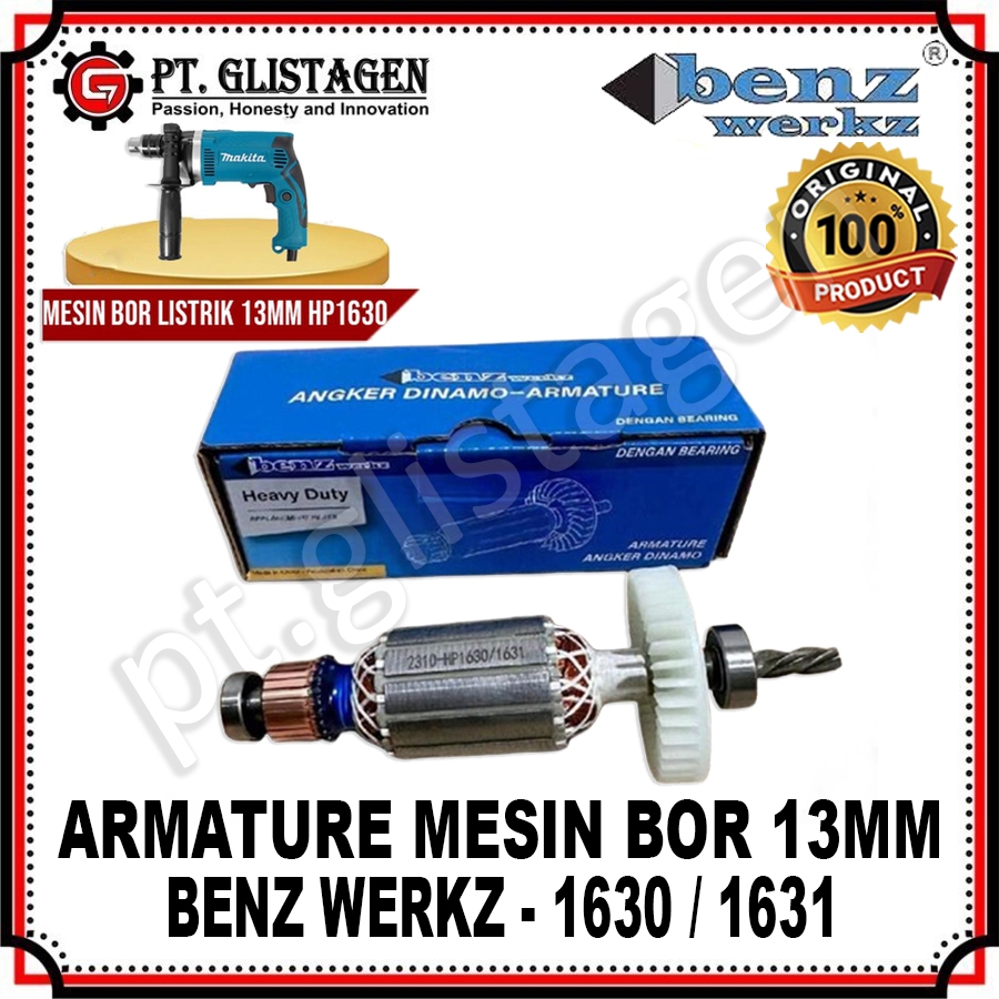 BENZ HP1630 HP1631 Armature Angker Mesin Bor Listrik Impact Drill 13 MM HP 1630 HP 1631 Maktec Makit