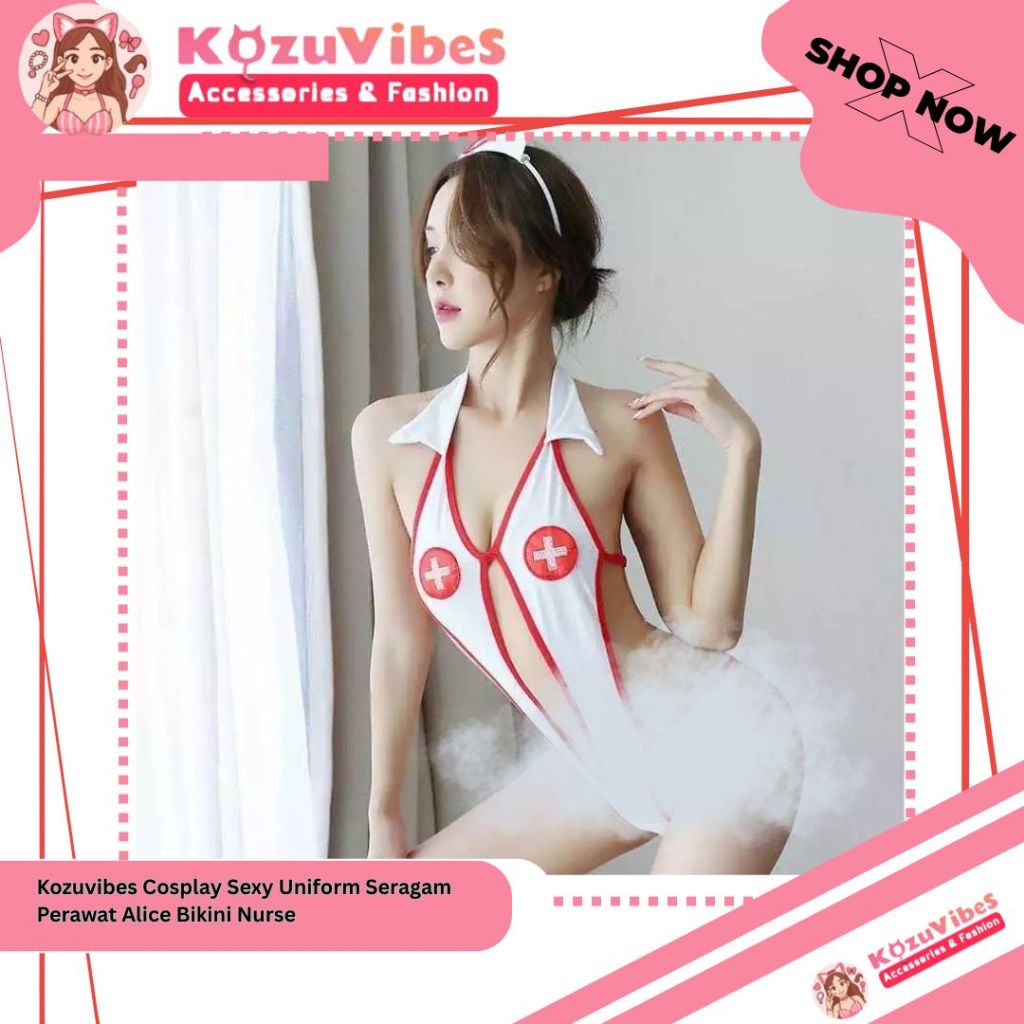 Kozuvibes Cosplay Sexy Uniform Seragam Perawat Alice Bikini Nurse