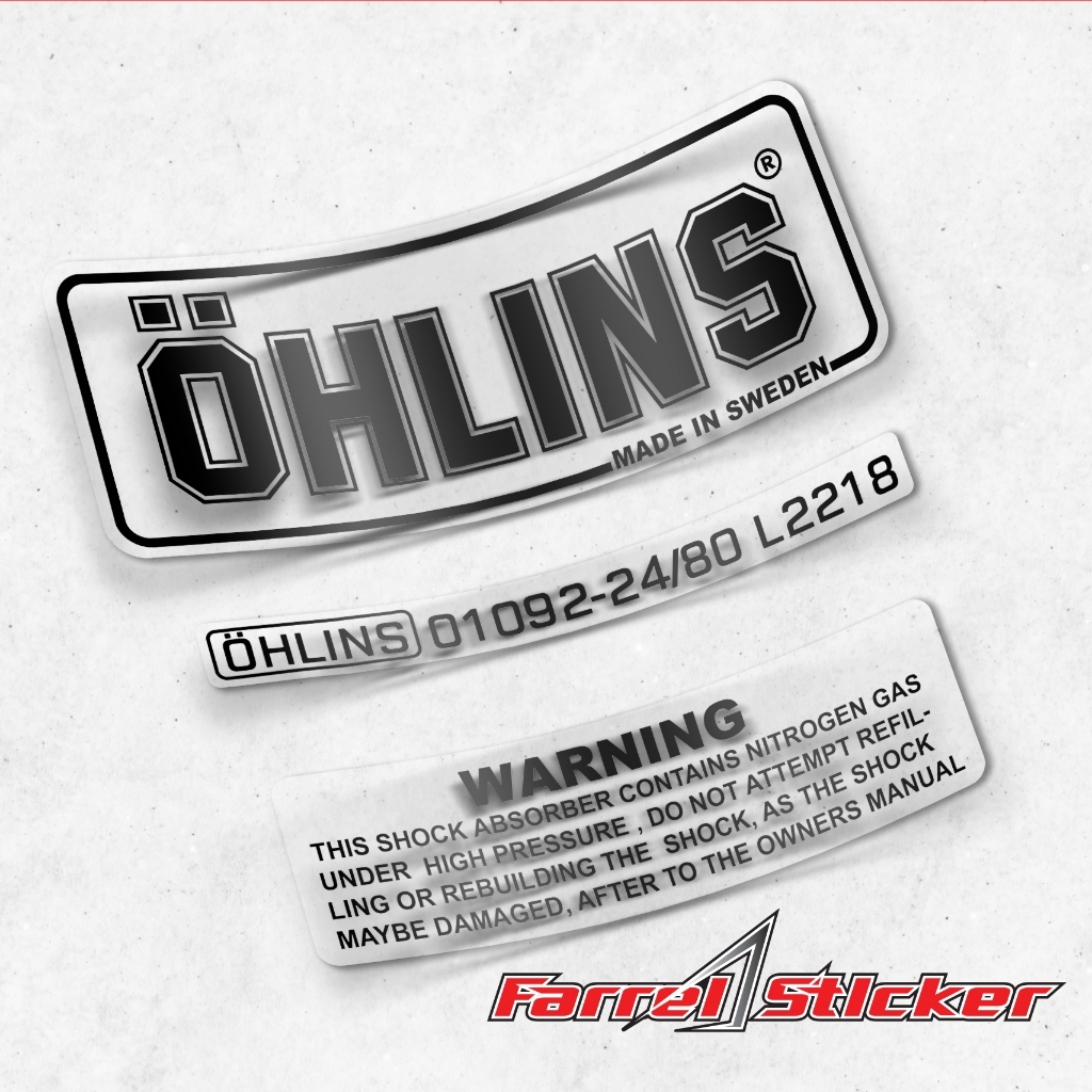 Sticker Ohlins SET Transparan Stiker Shock Tabung print UV