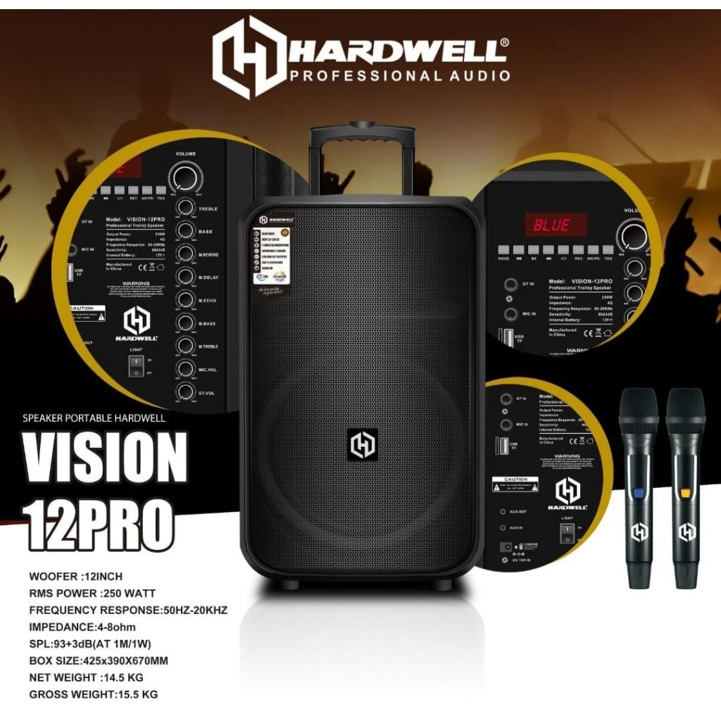 speaker portable 12 inch Hardwell vision 12 pro original speaker portabel
