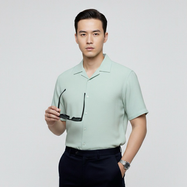 Kemeja Pria Sage Green Premium | Kemeja Polos Pria Mint Elegance | Kemeja Pria Clean Look Mint Green