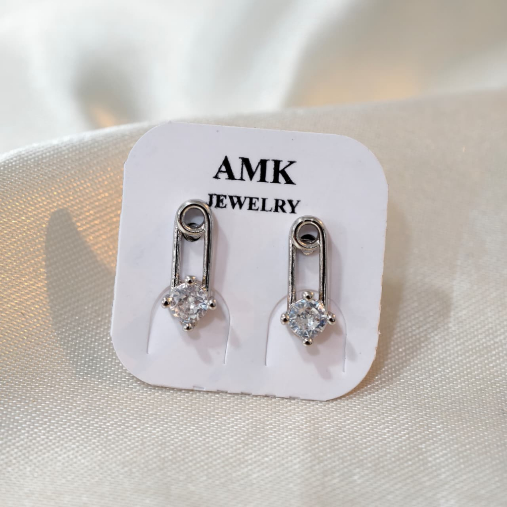 Anting Tusuk AMK Silver Peniti Perhiasan Lapis Emas Anti Luntur 1711145