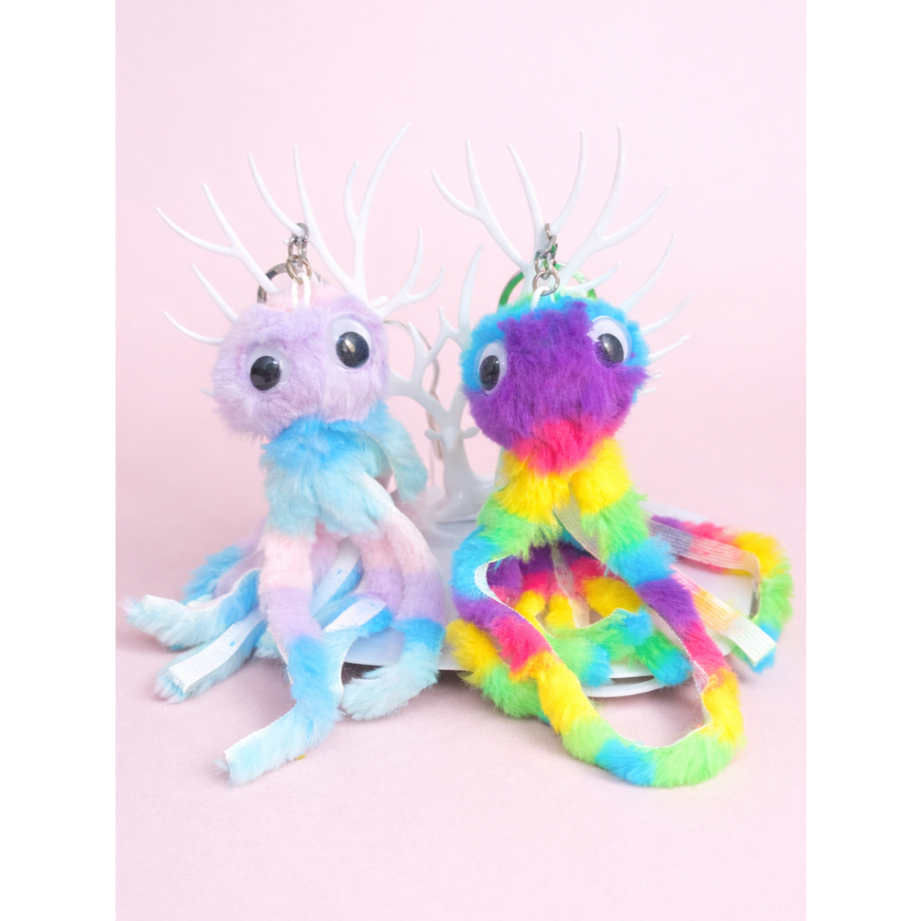 Gantungan Kunci (Ganci) Boneka Gurita Rainbow Fluffy