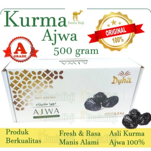 kurma ajwa 500gr asli 100% original saudi  kurma nabi madinah premium duha dates  oleh oleh haji dan