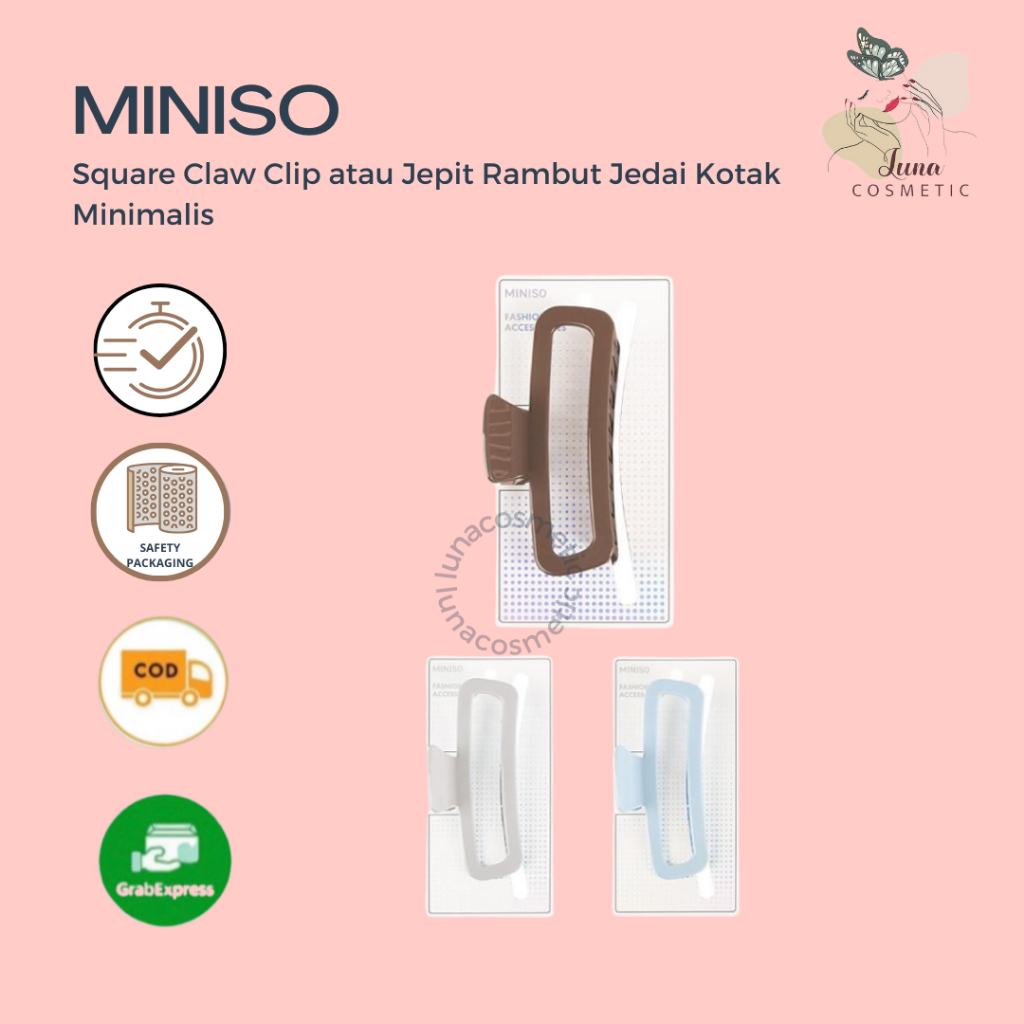 Miniso Square Claw Clip atau Jepit Rambut Jedai Kotak Minimalis