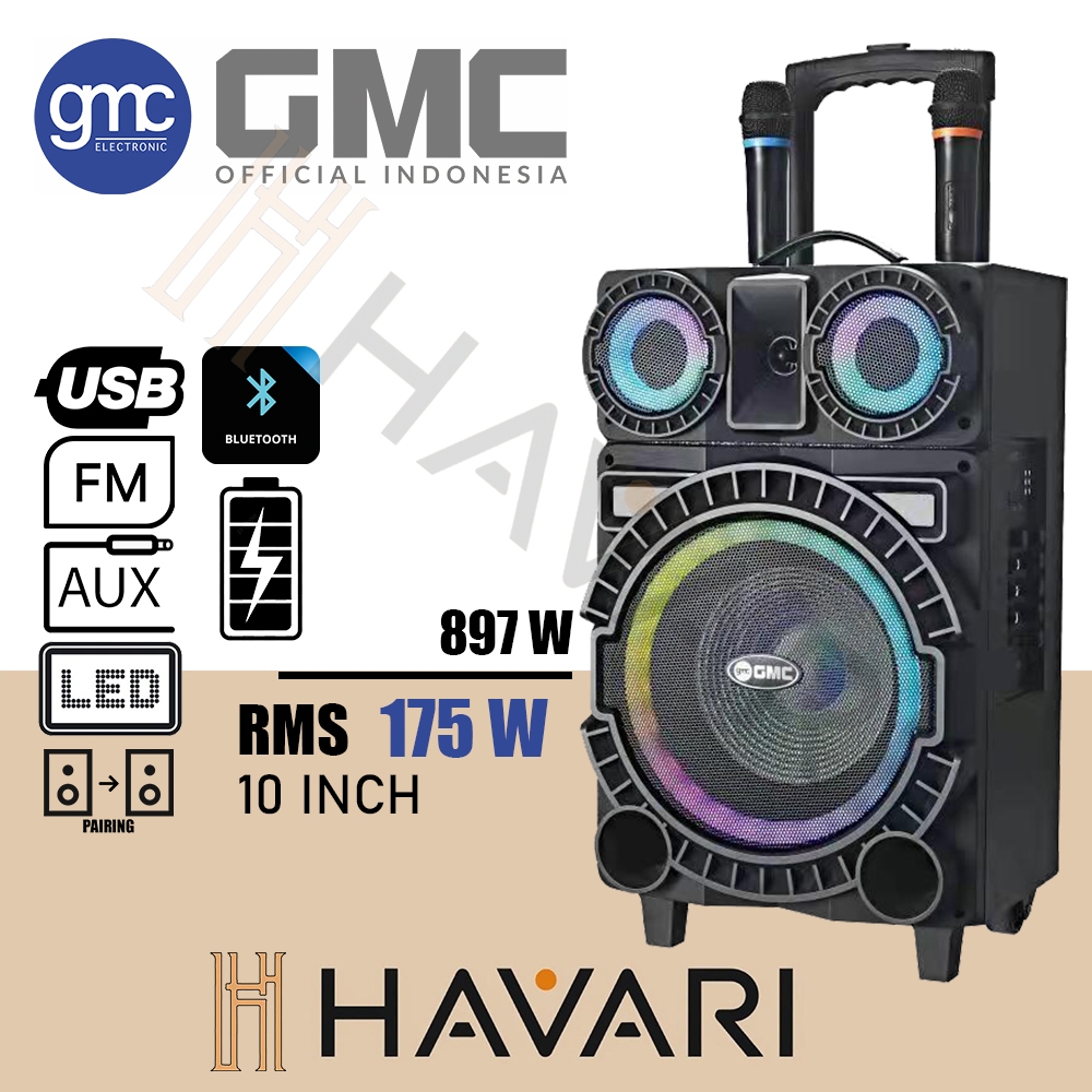GMC Speaker 897W – Speaker Karaoke Bluetooth 10” 175W USB SD AV In Bass Powerfull untuk Pesta dan Ka