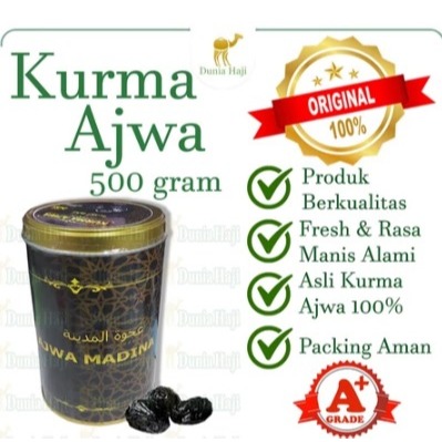 kurma ajwa lembut kemasan kaleng duha dates  azwa ajwah kurma nabi empuk 100% asli madinah premium e
