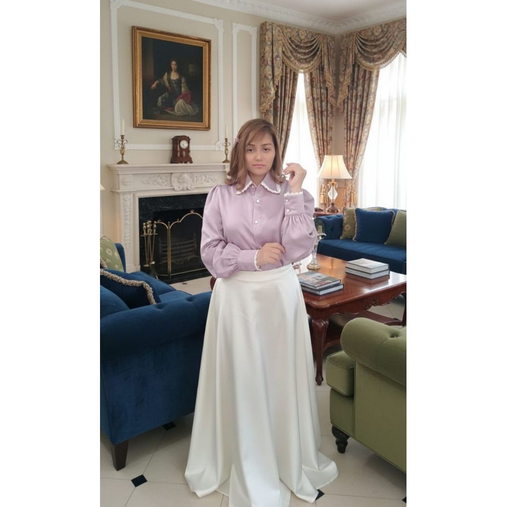 graciella kemaja wanita variasi kerah renda