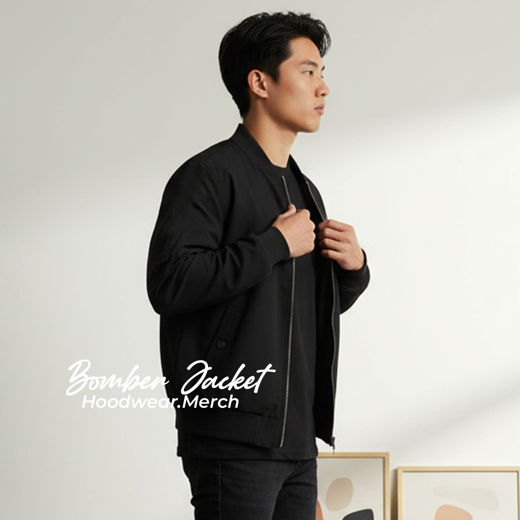 Jaket Pria Bomber Original Hitam Jacket Parasut Windbreaker Riding Touring Anti Angin Keren Basic Si