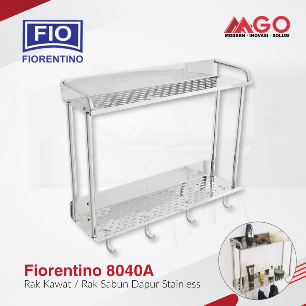 Rak Kawat / Rak Sabun Dapur / Rak Serbaguna Stainless Chrome FIORENTINO 8040A