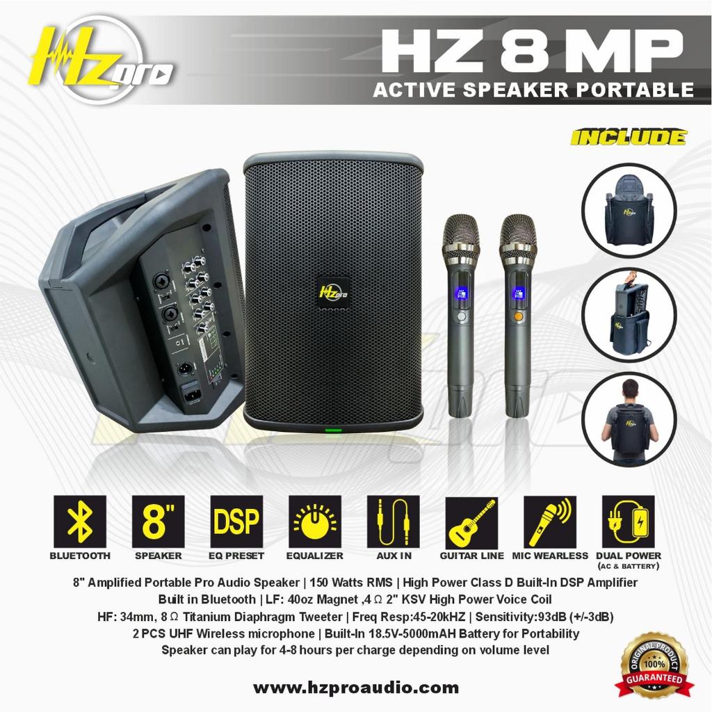 SPEAKER AKTIF wireless PORTABLE 8 inch HZ PRO 8MP ORIGINAL + Mic UHF terbaik