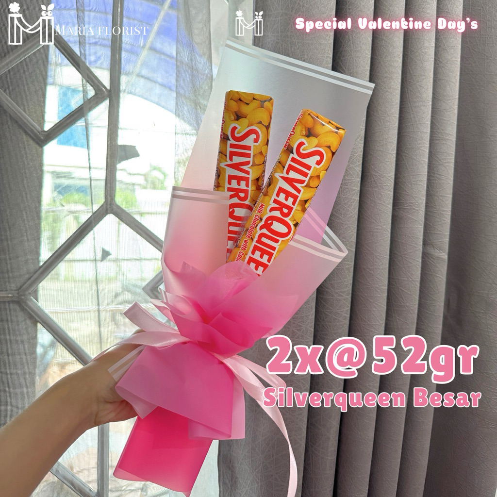 Buket Cokelat 2pcs @52gr Silverqueen Besar - Buket Coklat