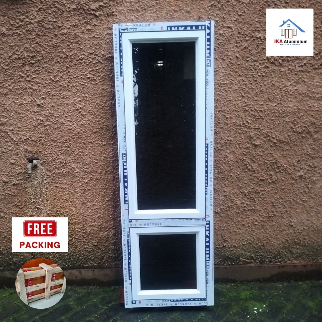 jendela aluminium  50cm x 150cm bukaan  jungkit 2 daun atas dan bawah