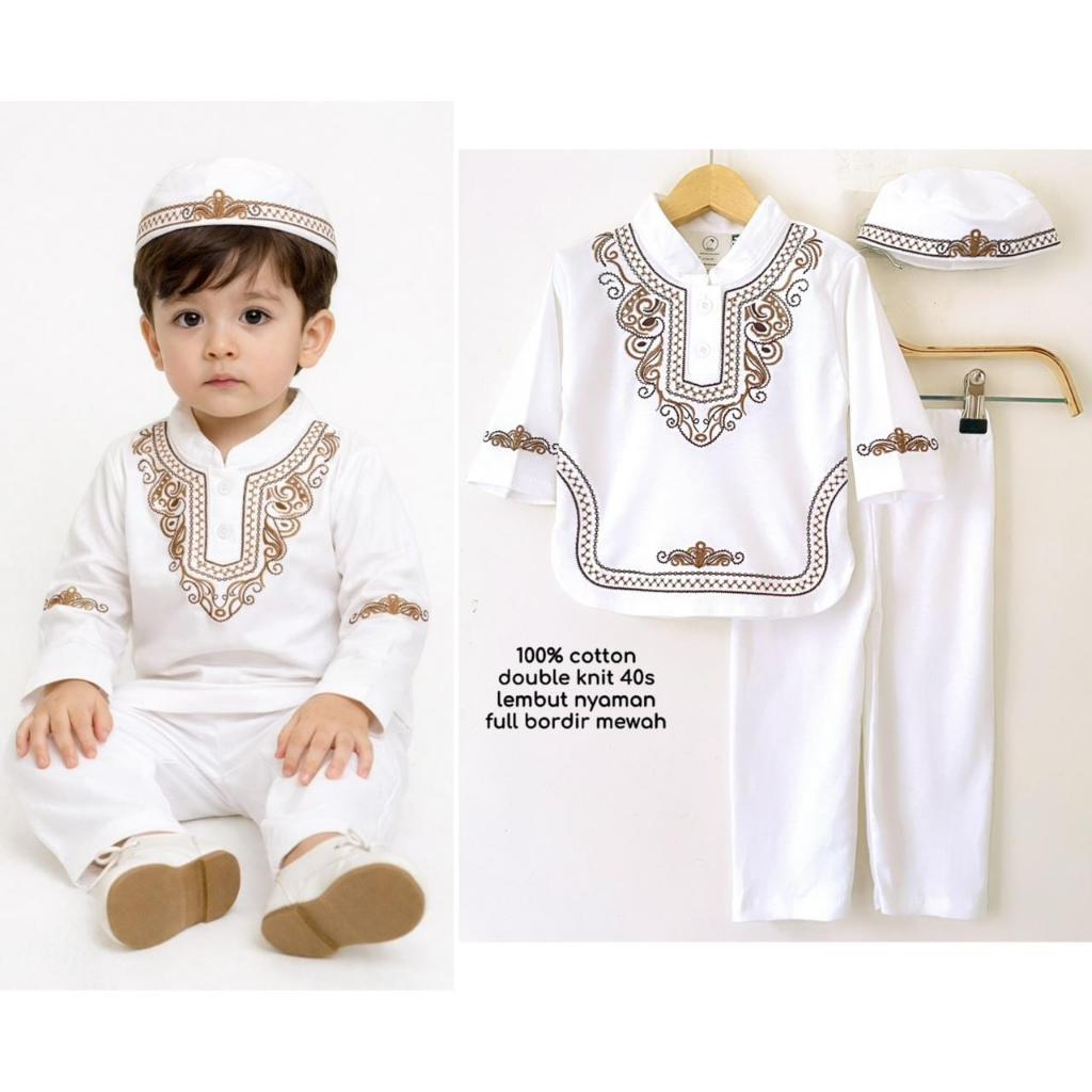 Set Baju Koko Bayi Aqiqah Muslim Turki Pakistan Anak Laki Laki Cowok Free Peci 0 12 Bulan 1 tahun ju