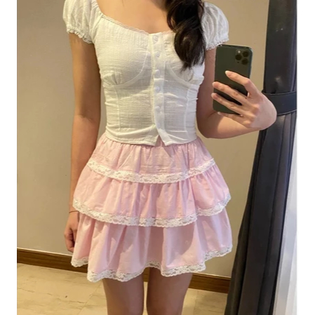 Rok POLLY Mini Skirt Susun Pendek / Rok Wanita Pendek