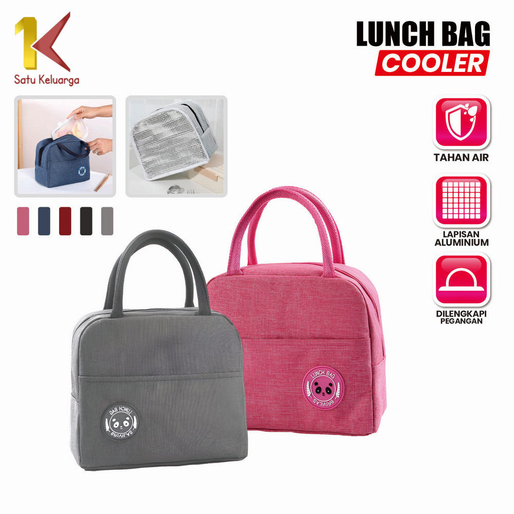 Satu Keluarga Lunch Bag Cooler Tempat Bekal Bahan 2 Lapis T56 Tas Bekal Sekolah Portable Travel Bag 
