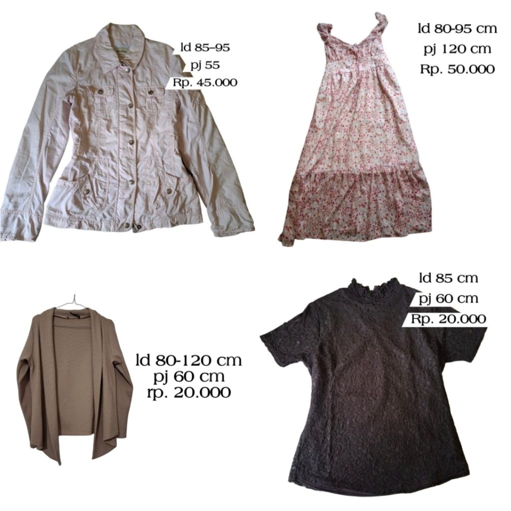 preloved atasan dress blus brukat dan outer wanita