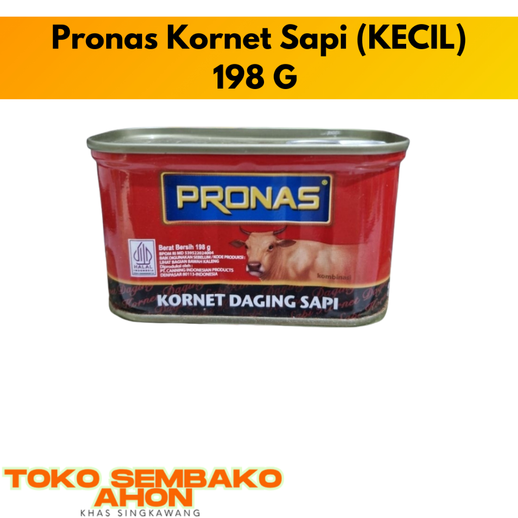 Pronas Kornet Sapi 198 g (KECIL) / Kornet Pronas Daging Sapi / Daging Kornet Kaleng Pronas 198gr / K