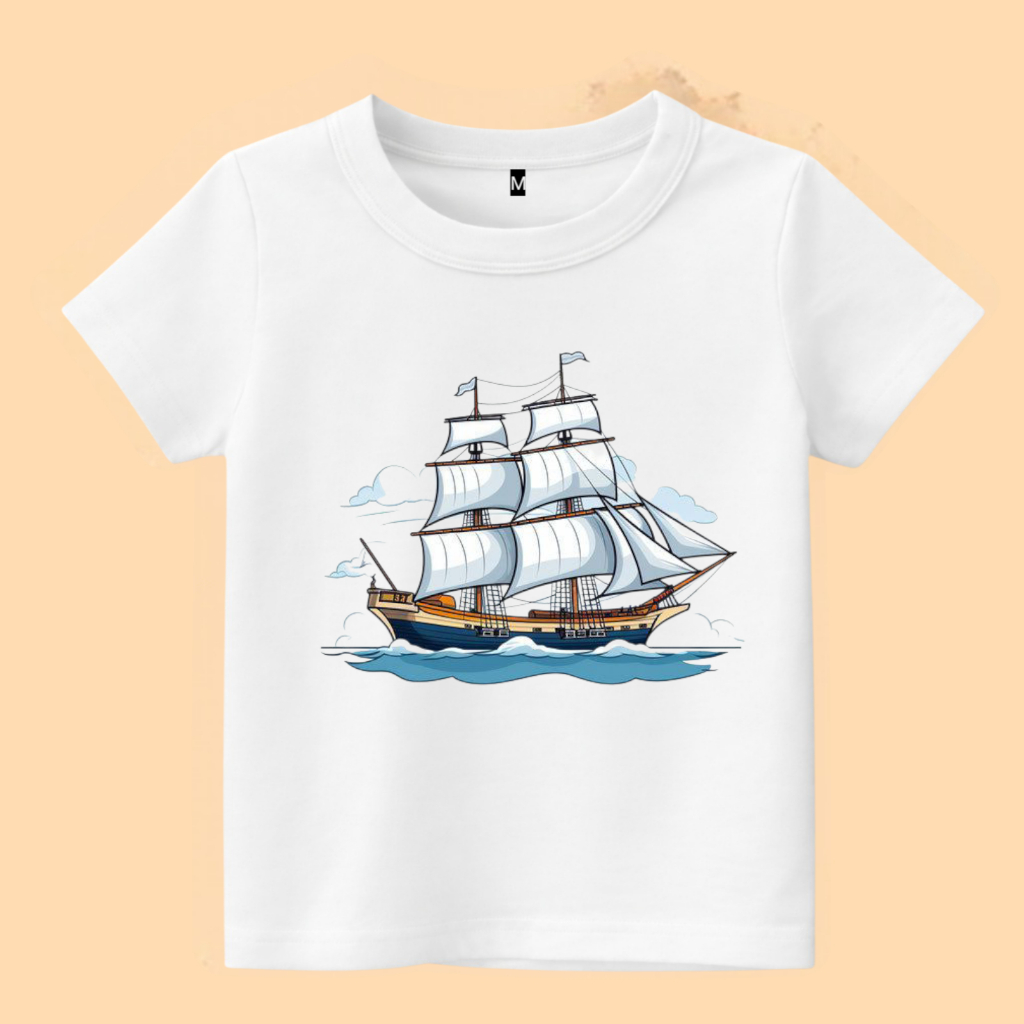 Baju kaos anak gambar kapal layar