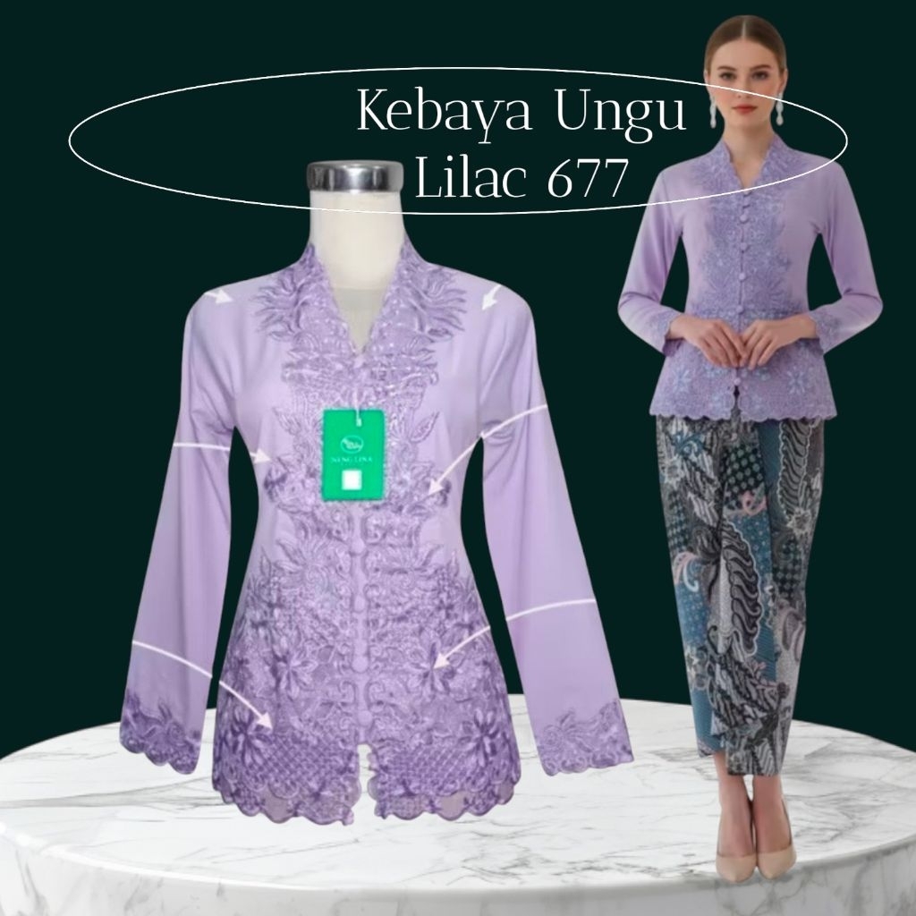 Kebaya Encim Modern Atasan Kebaya Katun Modern Kebaya Sunda Kebaya Ungu 677 Lilac