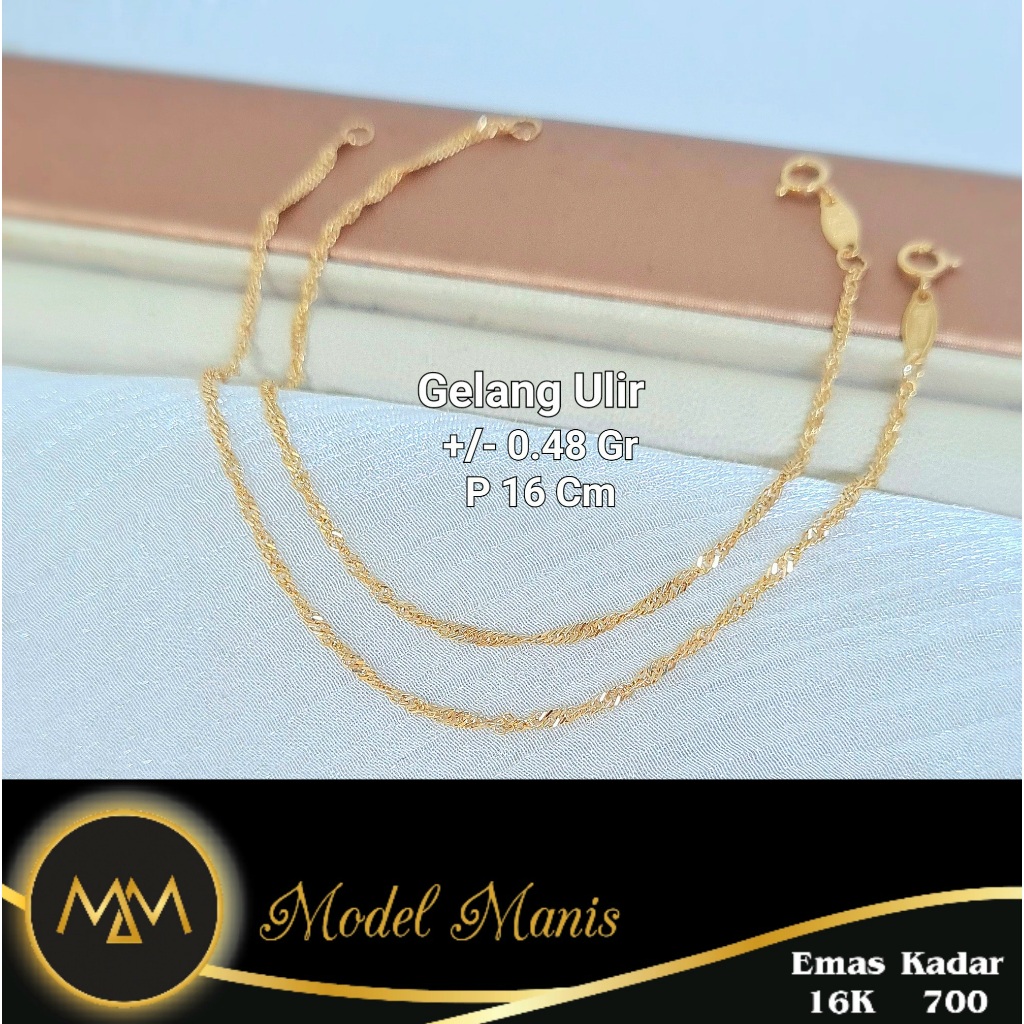 Gelang Ulir Ringan Kuning 700 kadar 16k