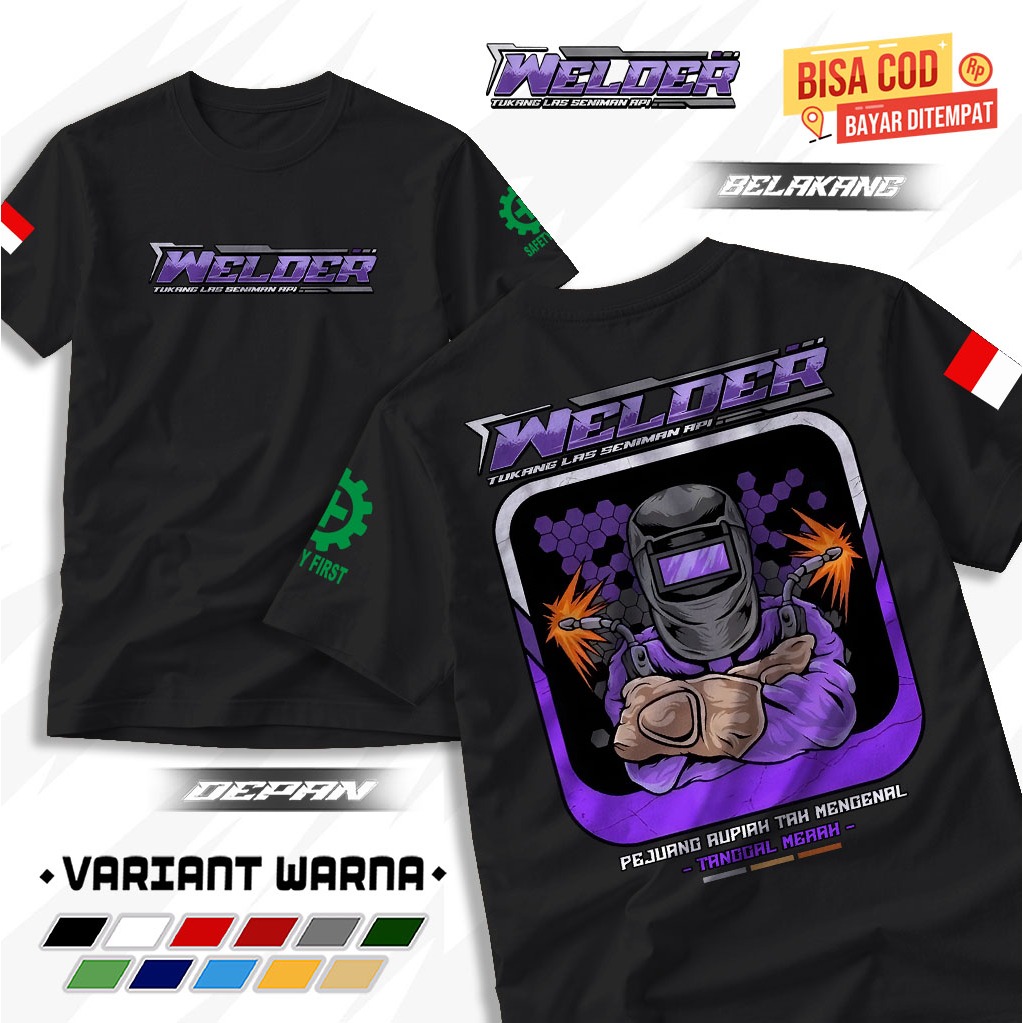 TSHIRT BAJU WELDER SENIMAN API KAOS SENIMAN API TUKANG LAS TERBARU COMBED