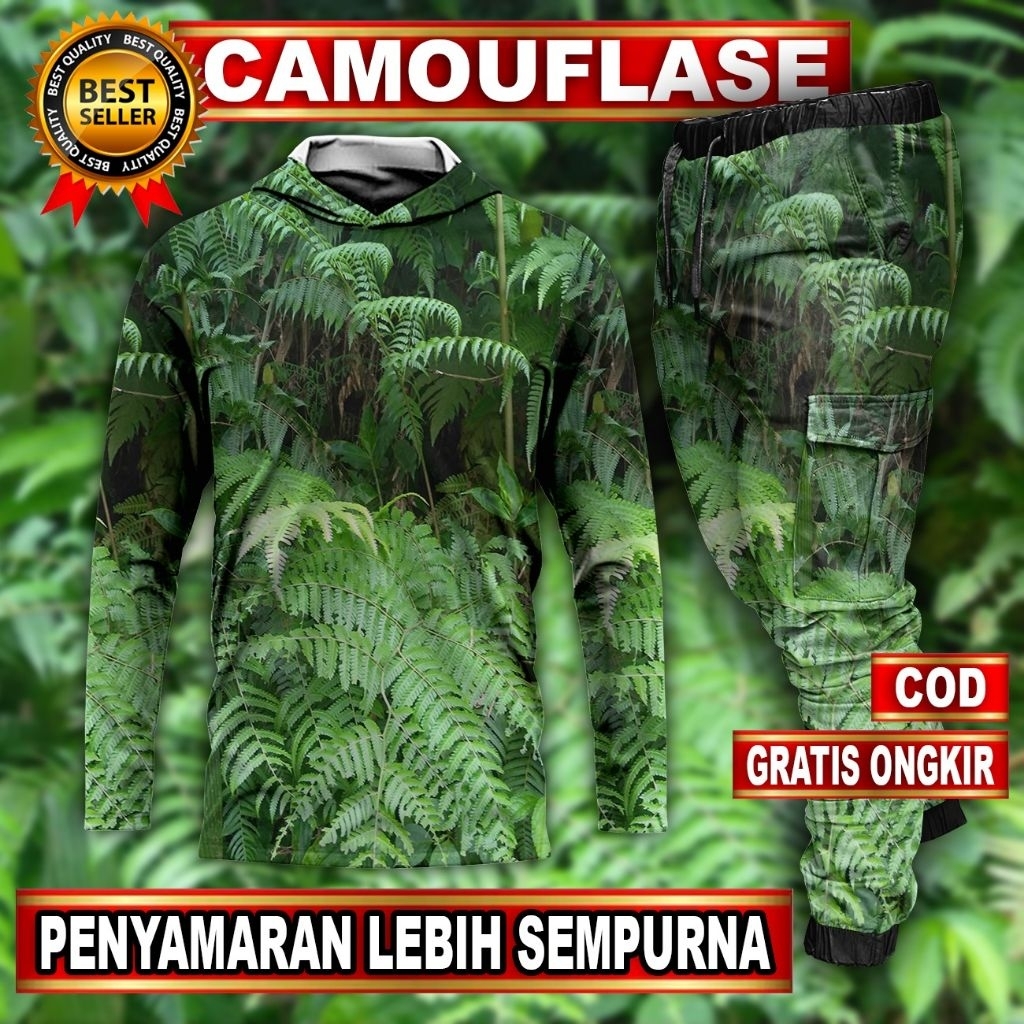 setelan baju berburu | pakaian berburu | baju camo lengan panjang | celana panjang camo | baju berbu