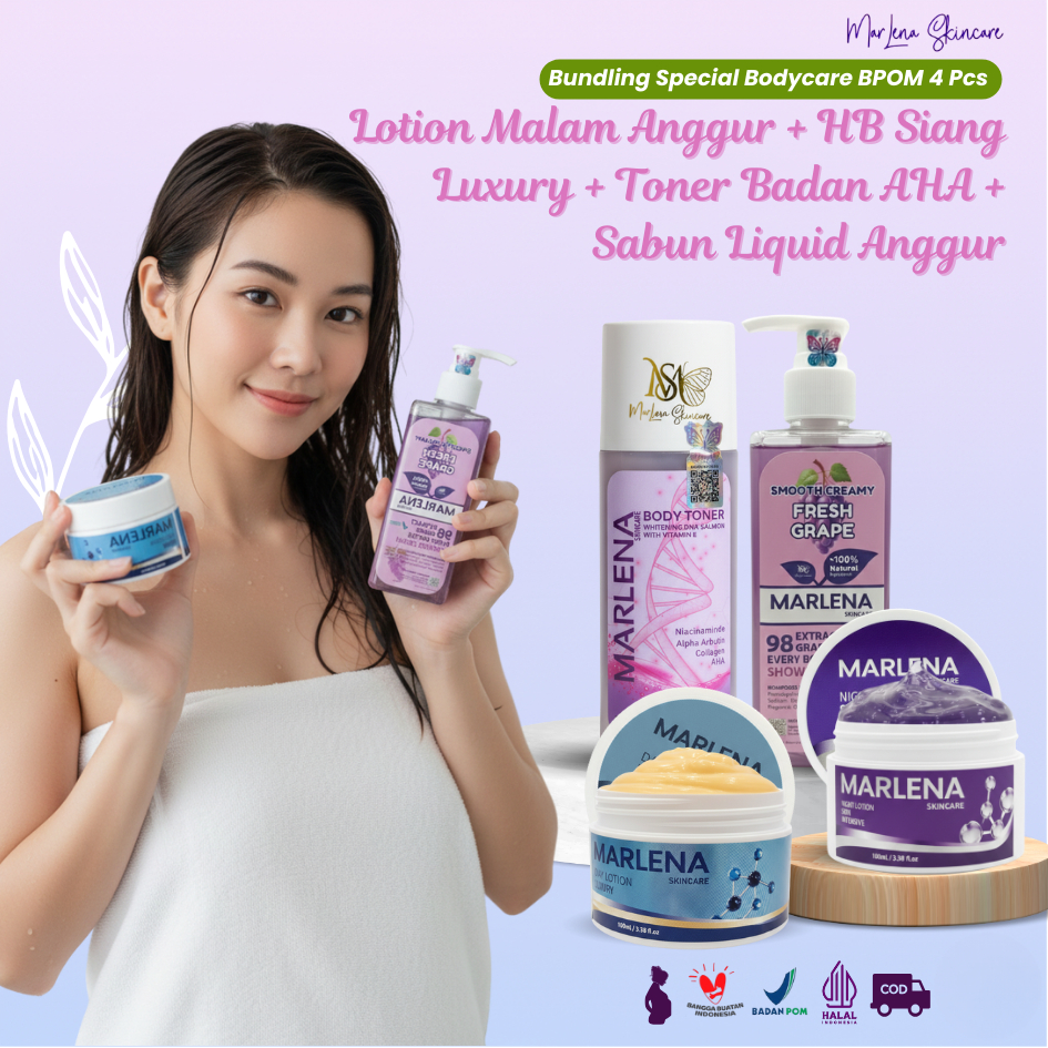 [BUNDLING SPECIAL] BODYCARE  BPOM 4pcs Lotion dosis anggur janda +++ malam & siang HB Luxury + Toner
