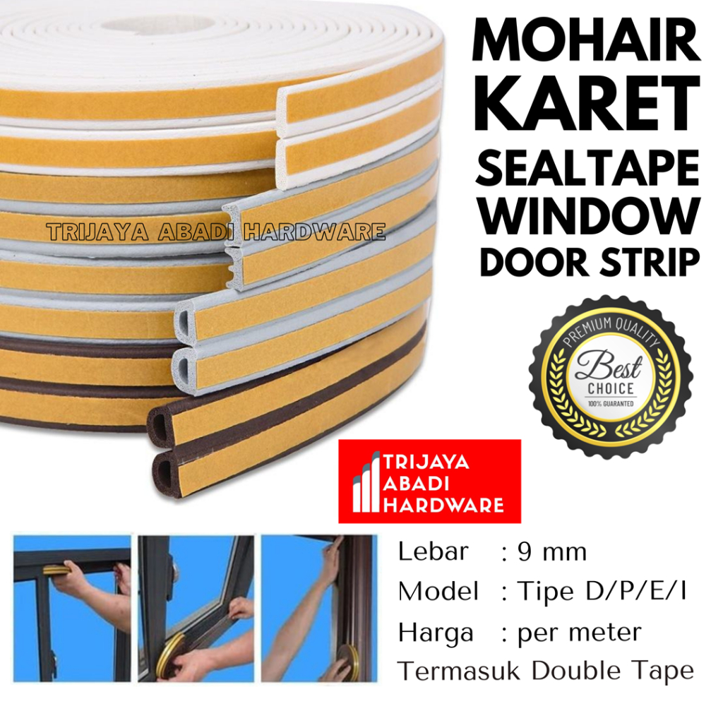 Moher Mohair Karet Seal Double Tape Penutup Celah Pintu Jendela