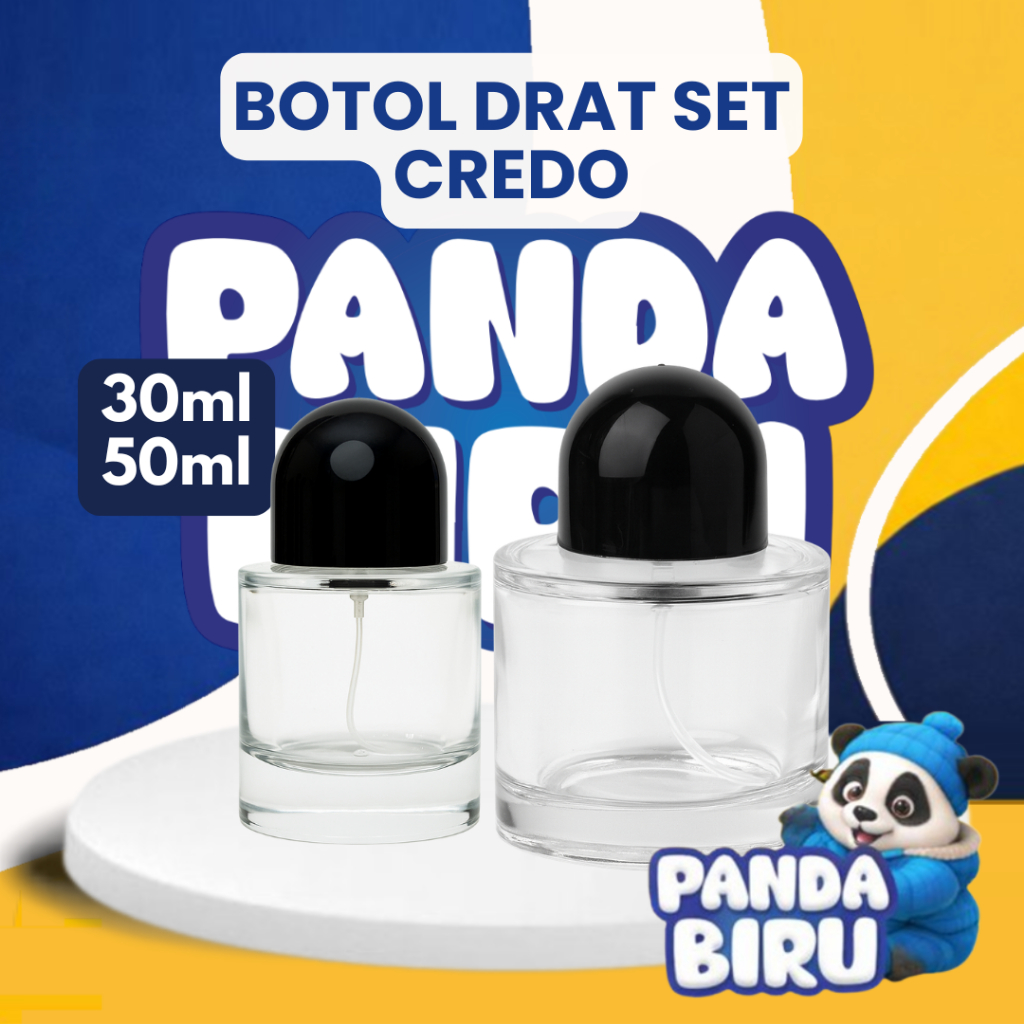 Botol Parfum Drat Set Byredo Credo 30ml & 50ml - Botol Minyak Wangi Kaca Perfume Bottle - Panda Biru