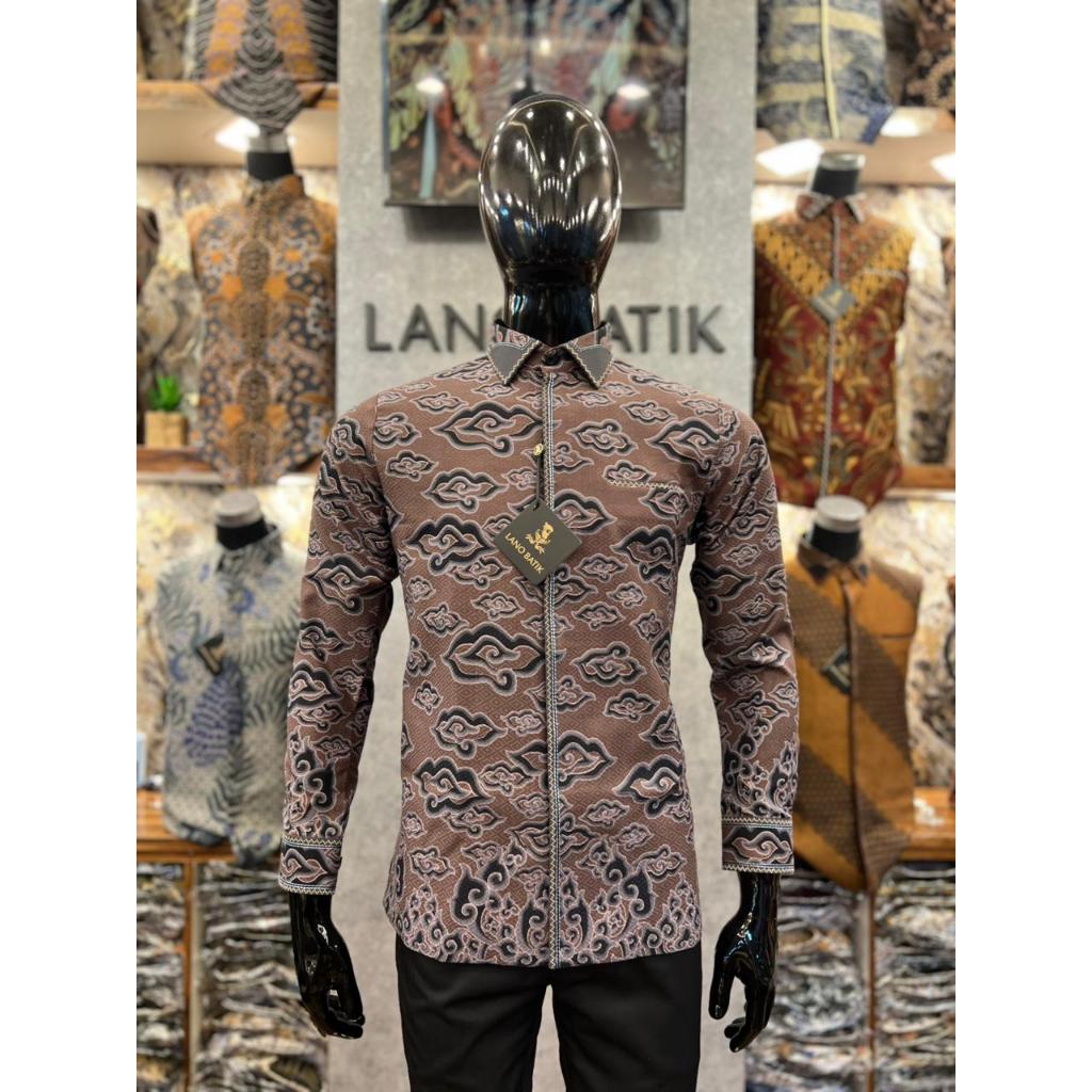 Lano Batik Semi Jas Motif Megamendung Bahan Dobby | Kemeja Batik Pria Lengan Panjang | PRO