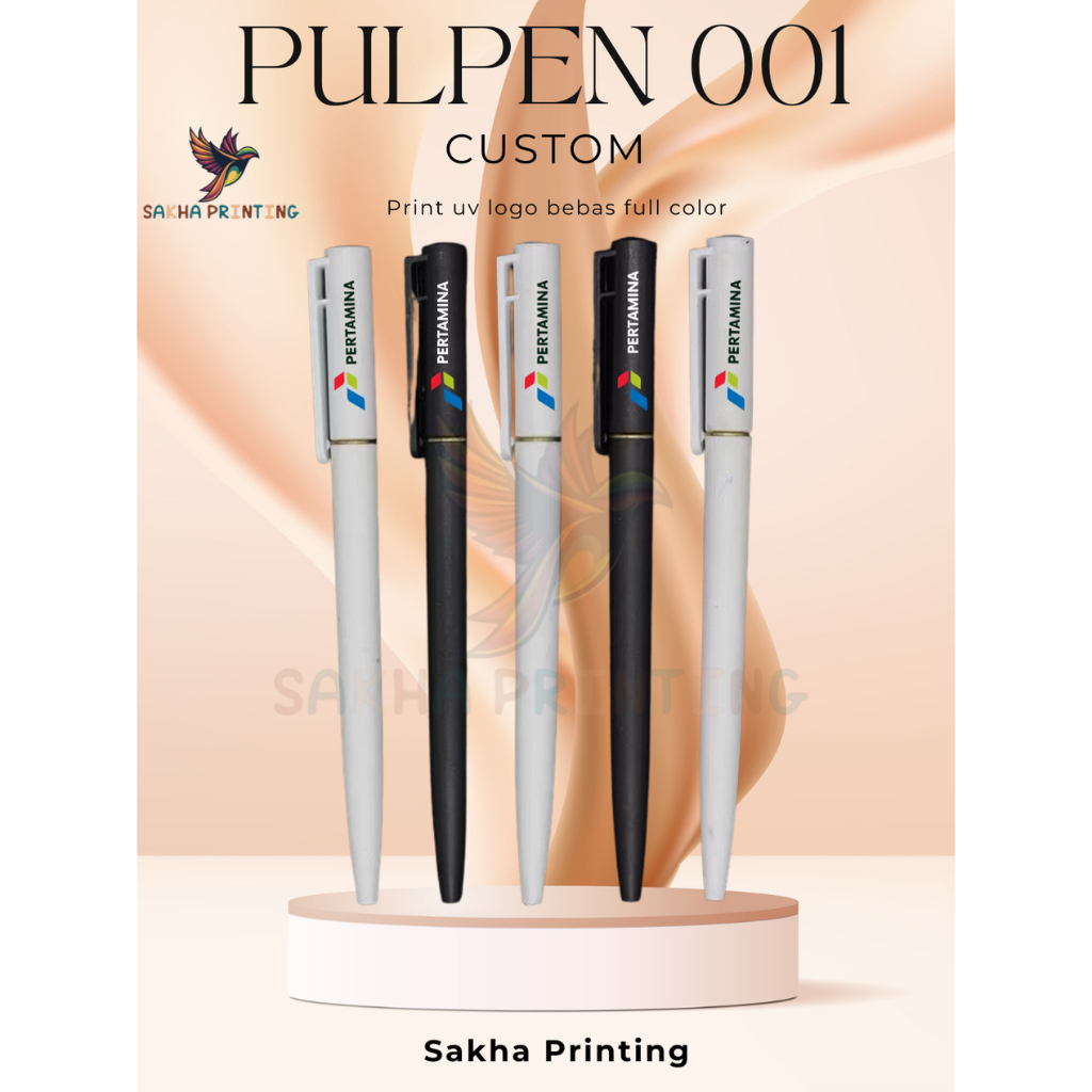 Pulpen Custom/Pulpen Custom Print UV/Pulpen Souvenir/Pulpen Plastik Custom/Pulpen Tutup Putih Custom