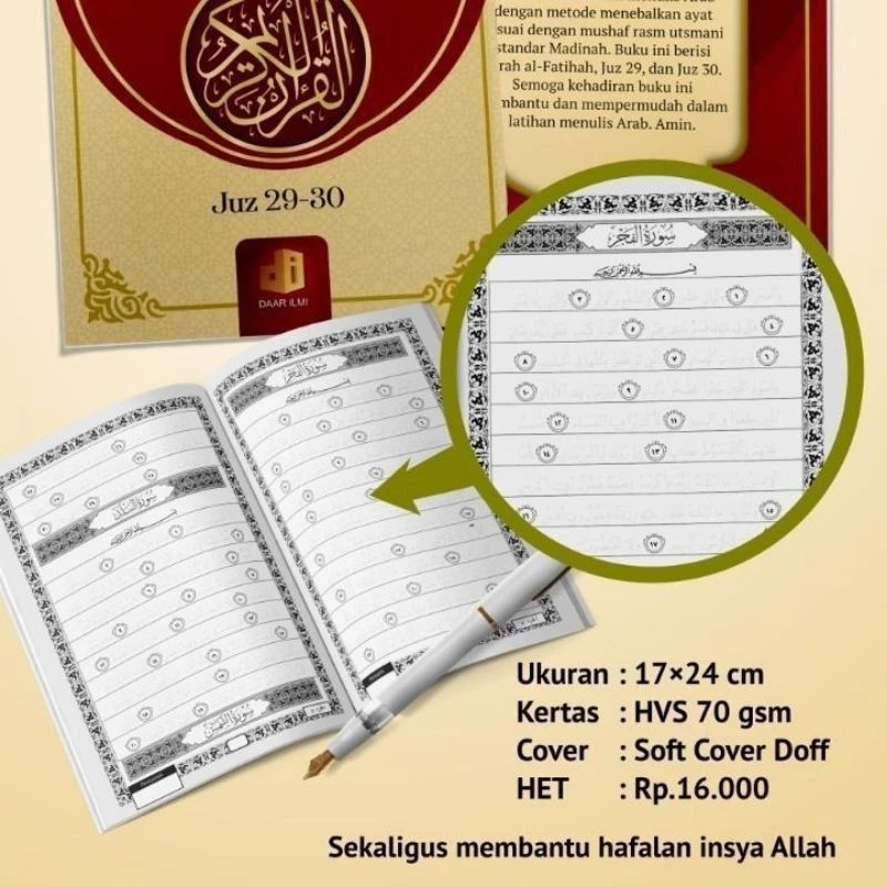 AlQuran Tulis Metode Penebalan Ayat Belajar & Kaligrafi Arab Mudah Al quran tulis sendiri juz 29 dan