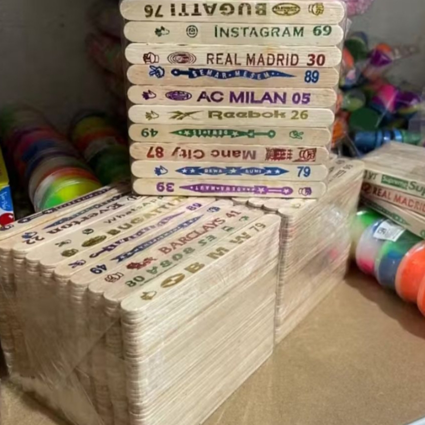-+250 pcs stik kayu eskrim tinta sablon /stik kayu prakarya anak