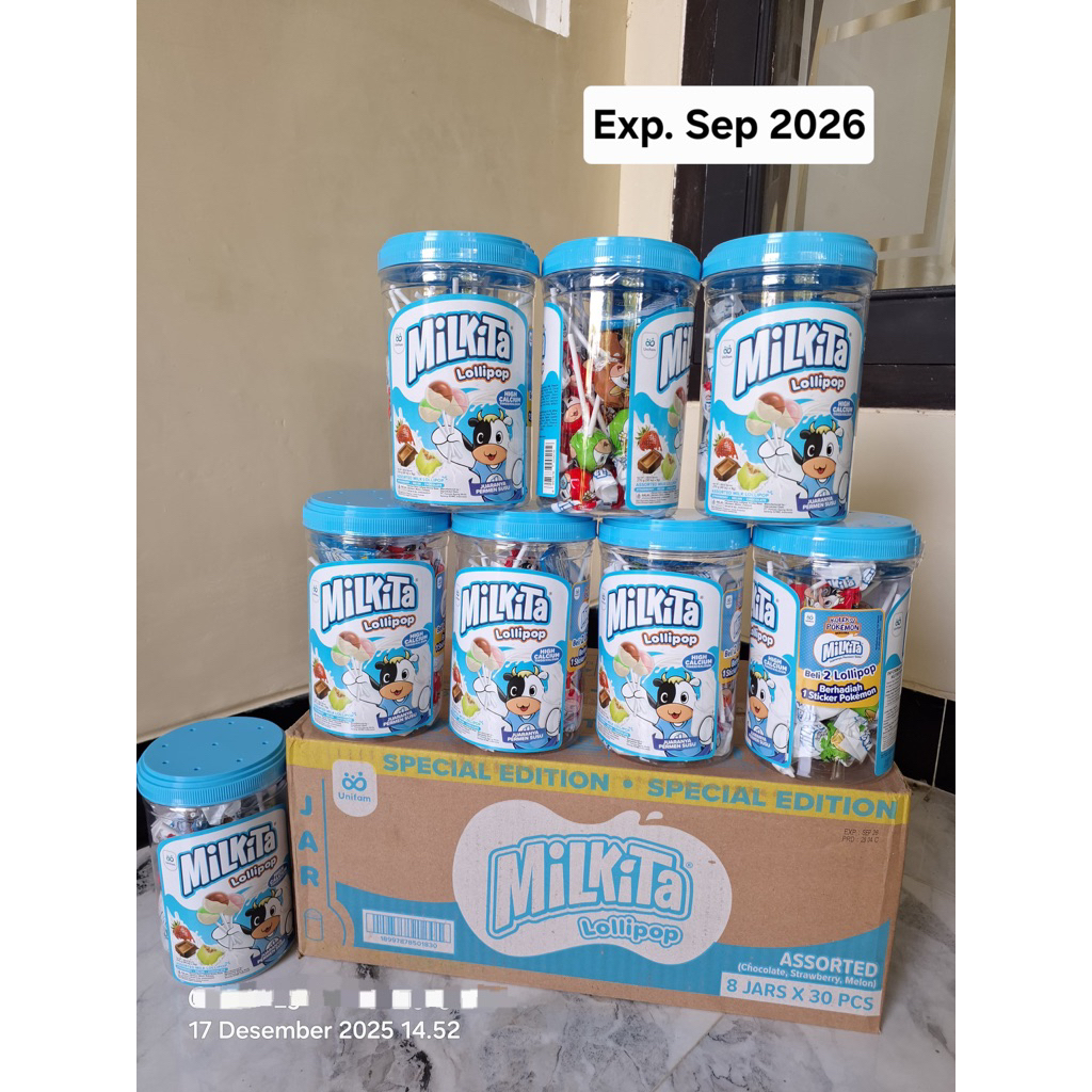 permen milkita lolipop toples
