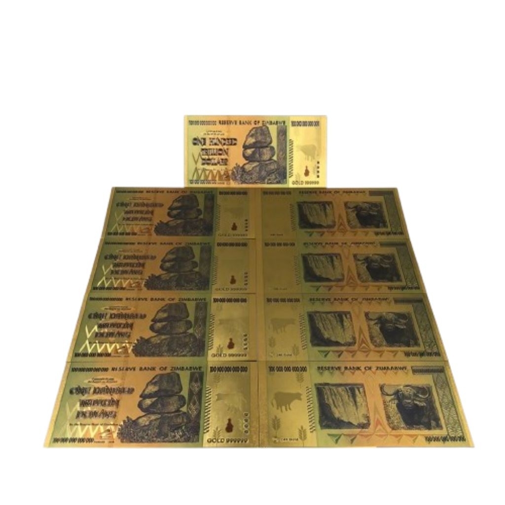 Uang Kuno Gold Foil 100 Triliun Zimbabwe Unik