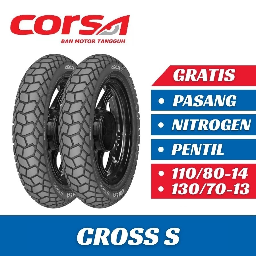 Paket Ban Motor CORSA CROSS S 110/80-14 & 130/70-13 Tubeless Ban Depan Belakang Motor ADV 150, ADV 1