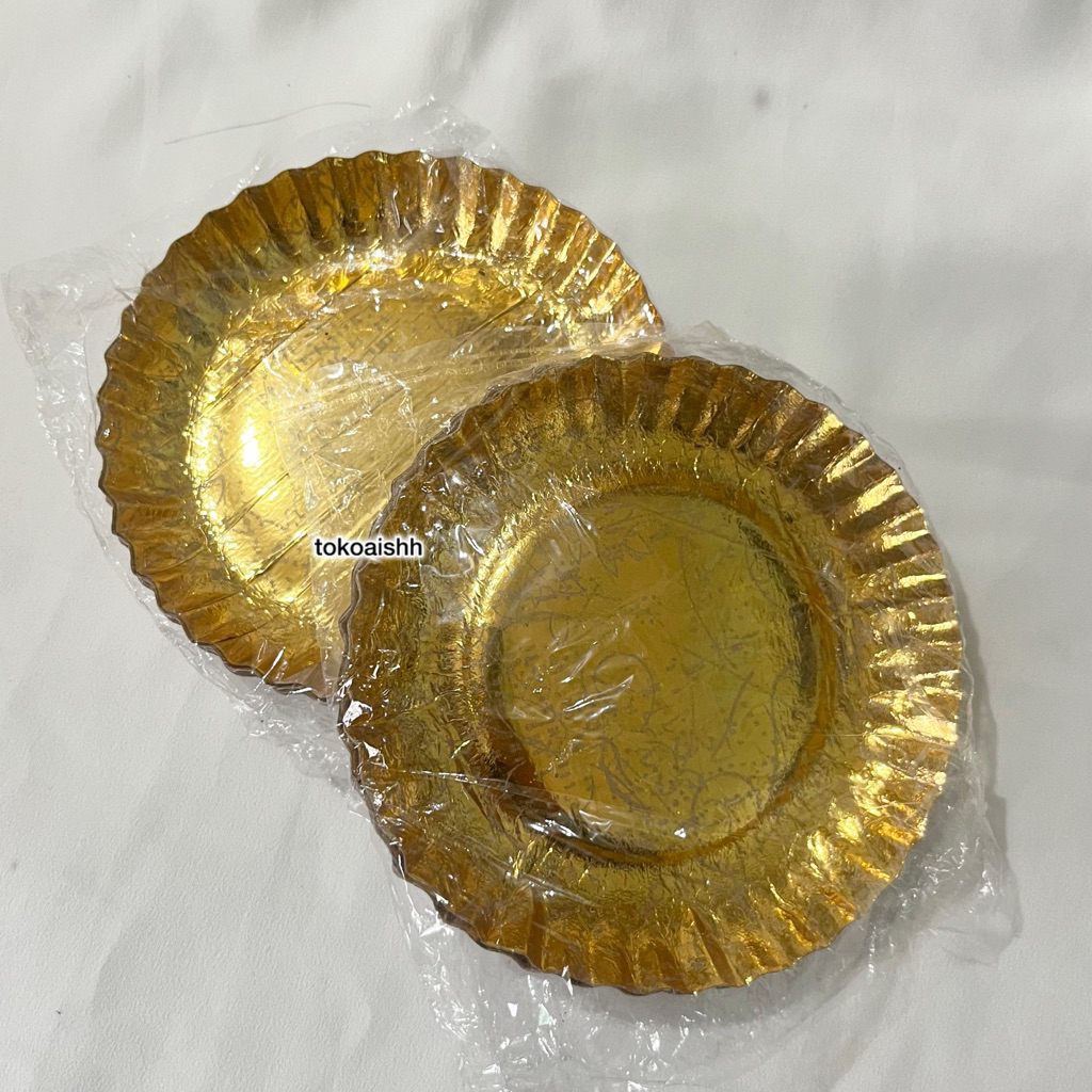 [10PCS] piring kertas kue - piring kertas coklat - piring kertas emas - piring kertas kue bulat - pi