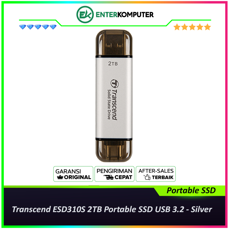 Transcend ESD310S 2TB Portable SSD USB 3.2 - Silver / SSD 2TB