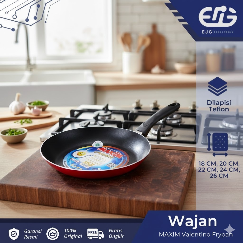 MAXIM VALENTINO FRYPAN WAJAN PANCI PENGGORENGAN TEFLON 20 CM/TEFLON MAXIM 20 CM