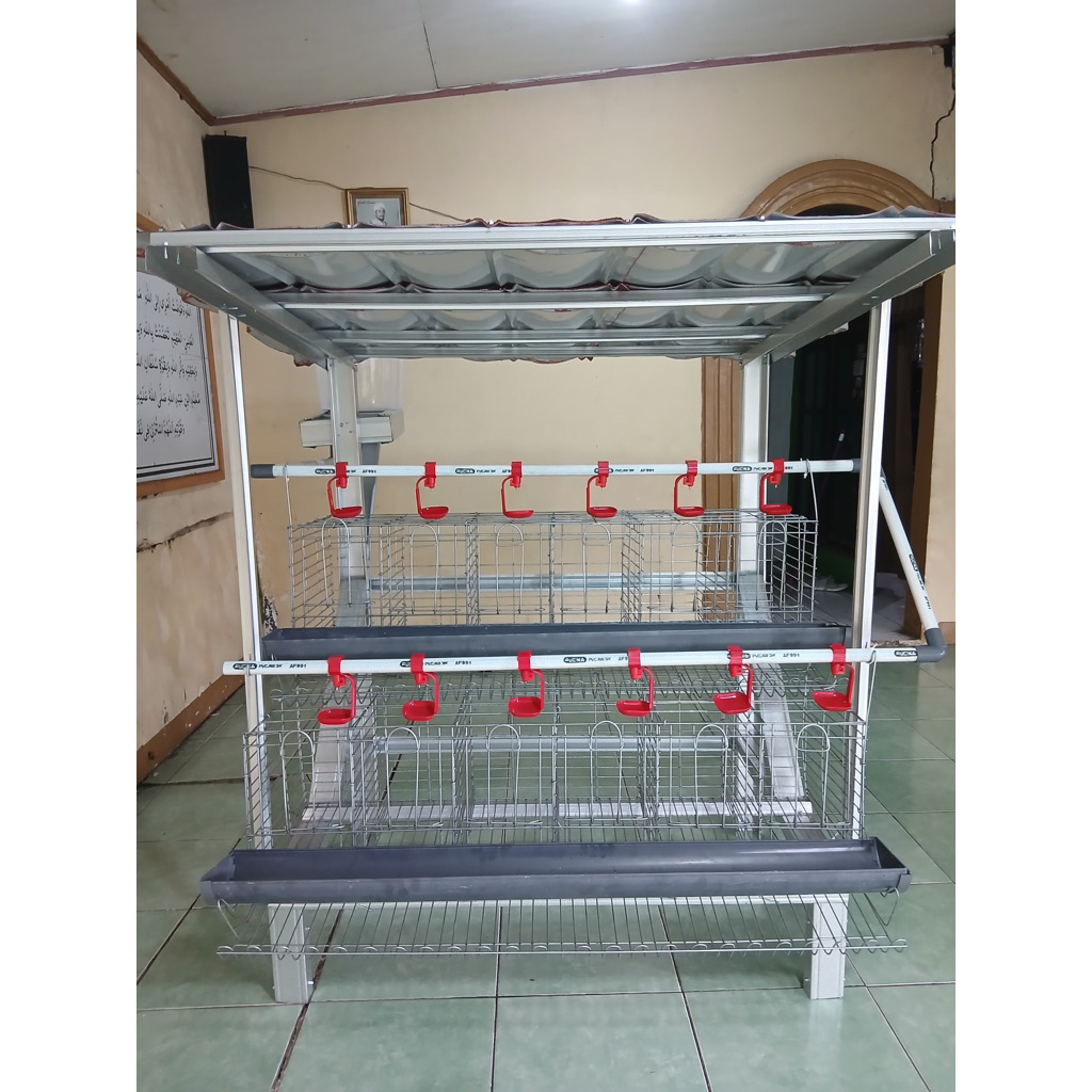 Kandang Ayam Galvanis Kapasitas 12 Ekor Lengkap dengan nipel Talang Pakan Rak Baja Ringan Dan atap