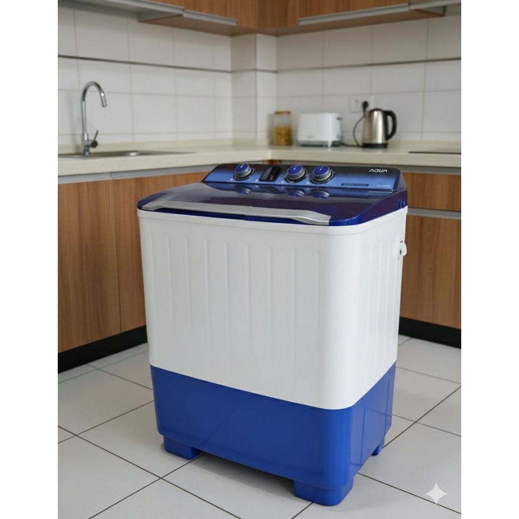 Mesin Cuci 2 Tabung Seken 7,5kg Second Aqua Hijab Series Bekas