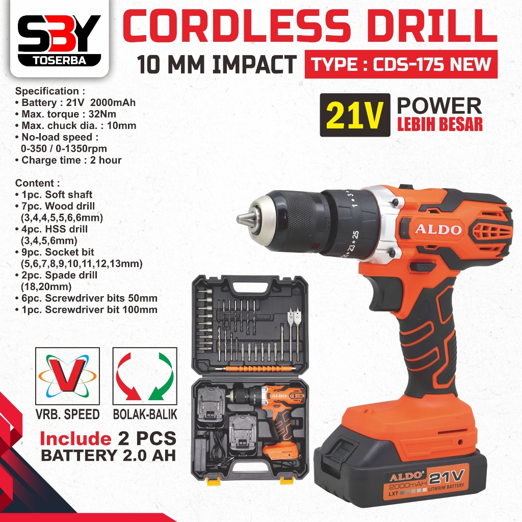 Mesin Bor Cordless ALDO Type CDS 175/ Bor Baterai ALDO Type CDS 175