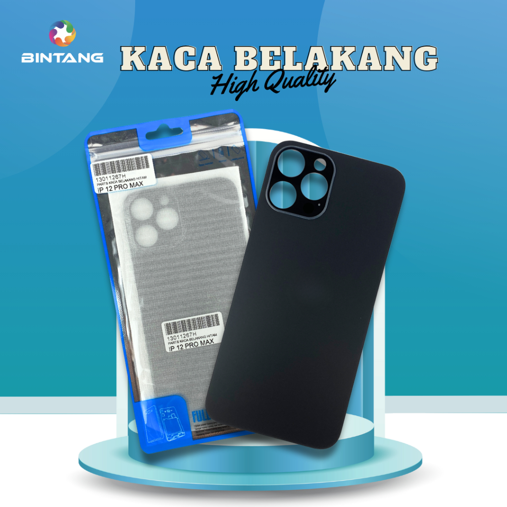 BACK COVER/BACK DOOR/BACK GLASS/BACK HOUSING/PENUTUP BELAKANG HITAM IPHONE 12 PRO MAX