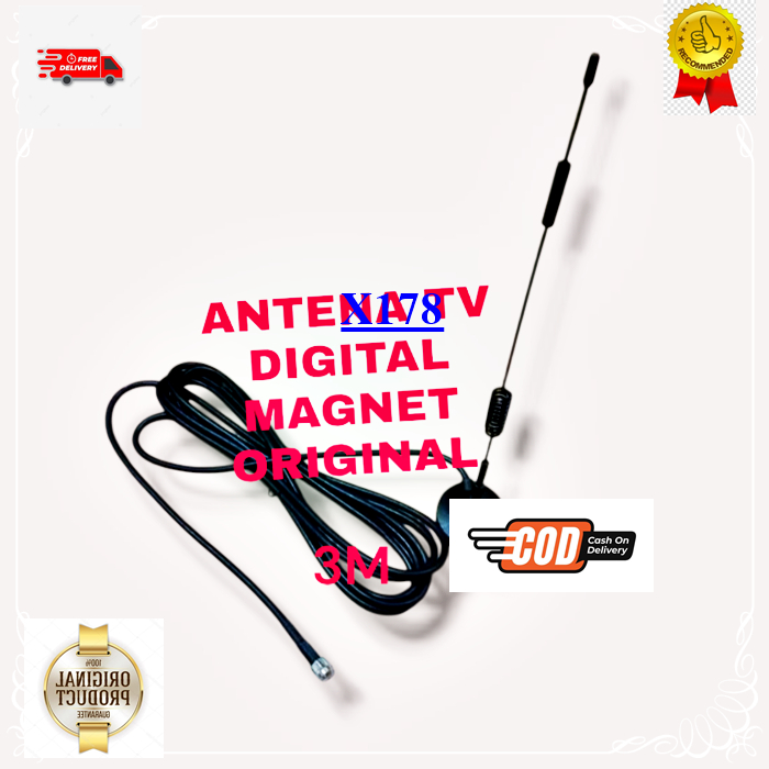 X178 SUPER JERNIH SINYAL SIGNAL ANTENA TV DIGITAL KABEL 3 METER MAGNET ORI 100% INDOR INDOOR  OUTDOO